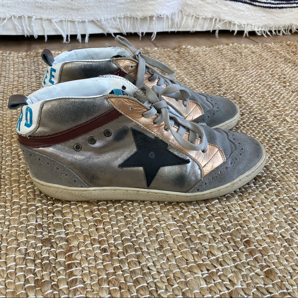 Free Birds by Steven one star metallic pewter high tops distressed like GGDB
